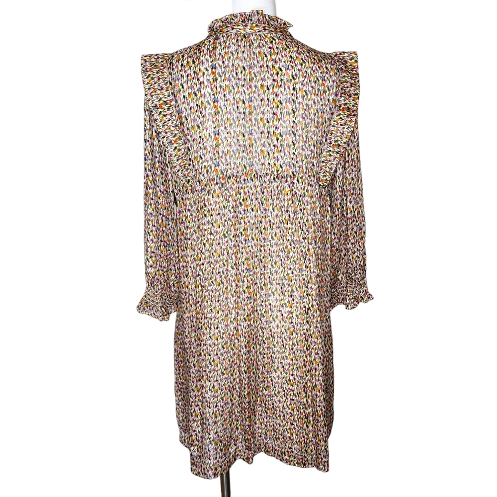 ba&sh Lady Dress Silk Metallic Multicolor Ruffles Mini Cream M - Picture 5 of 12